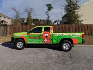 DoodyCalls branded pickup truck